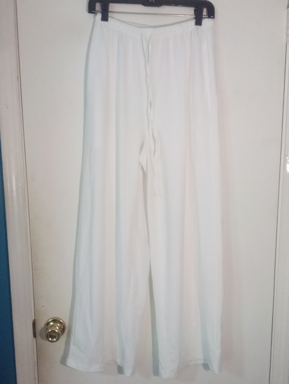 Unbranded White Wide-Leg Drawstring Pants Small New NWOT Luxury Fabric